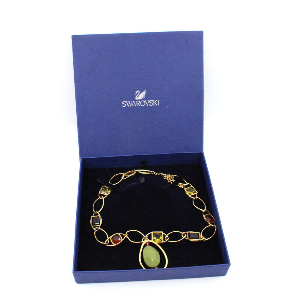 D5 Flawless Vintage SWAROVSKI Crystal Bezeled Stone Crystal Pendant Necklace